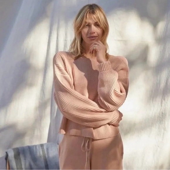 Lunya Cozy Cotton Silk Reversible Ribbed Pullover Sweater - Picture 2 of 13